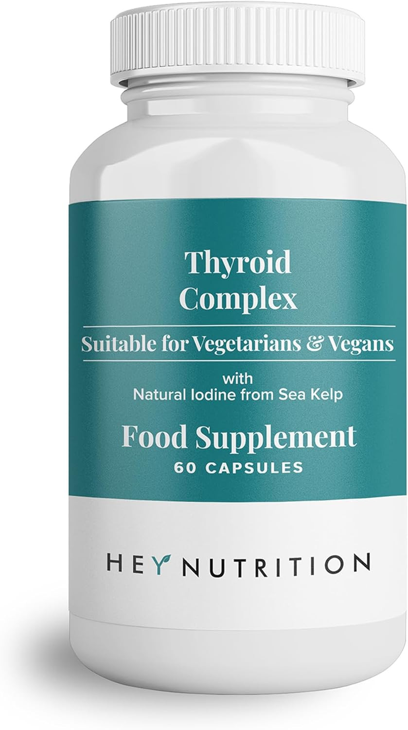 Hey Nutrition Thyroid Complex Supplement - Copper, Iron, Zinc, Selenium, Vitamin B Blend - Advanced Thyroid Function - 60 Capsules/30 Servings - Non-GMO, Vegan