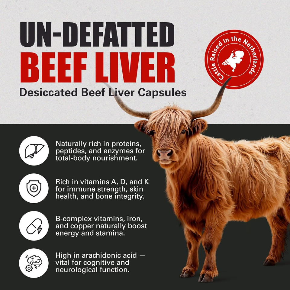 Berserker Desiccated Beef Liver Supplement 750mg per Capsule 120 Capsules, Un-defatted to Provide Full Absorption of Naturally Occurring Vitamins and Minerals Found in Beef Liver | Made in The UK Berserker Desiccated Beef Liver Supplement 750mg per Capsule 120 Capsules, Un-defatted to Provide Full Absorption of Naturally Occurring Vitamins and Minerals Found in Beef Liver | Made in The UK