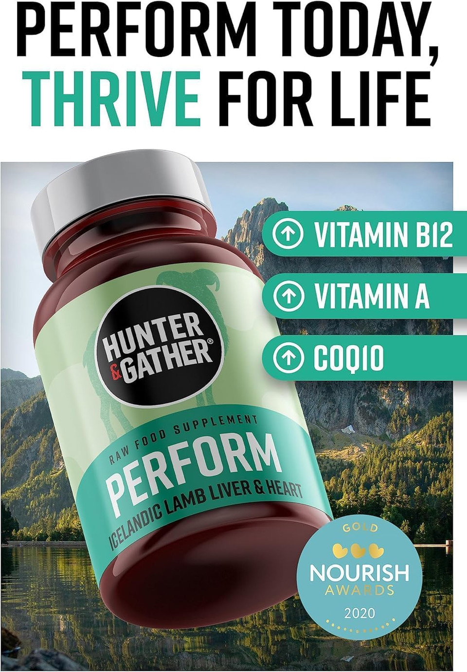 Hunter & Gather Nose to Tail - 180 Liver Capsules | Wild, Grass Fed Icelandic Lamb Ancestral Inspired Supplements| Raw Freeze-Dried Lamb | No GMO Feeds, Antibiotics Or Hormones
