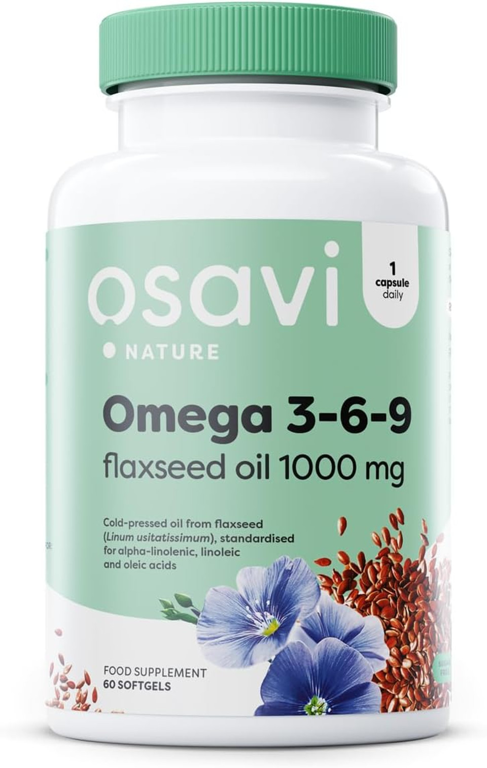 Osavi Omega 369 Flaxseed Oil 1000 mg  120 Softgels | ColdPressed Flaxseed Oil with Essential Omega 369 Fatty Acids | Rich in Unsaturated Fatty Acids