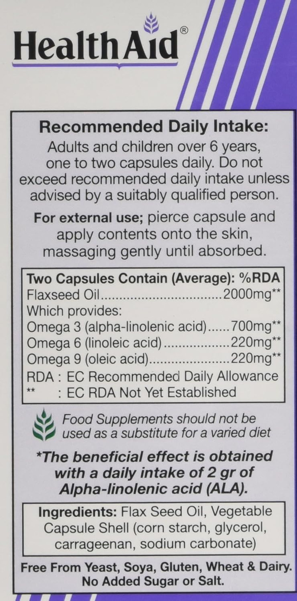 HealthAid Vegan Omega 3-6-9 Capsules - 60 Capsules