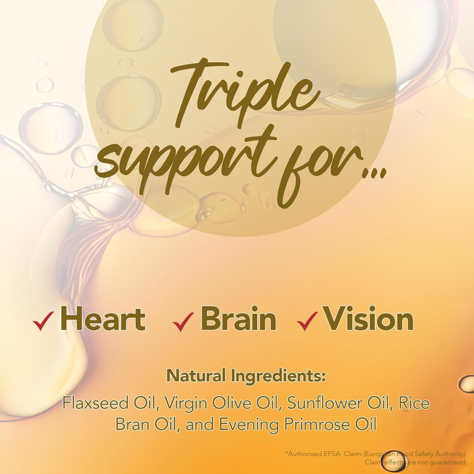 Omega 3 6 & 9 Oil 1000mg, 120 Softgels. Source of Alpha-Linolenic Acid. Supports Maintenance of Normal Blood Cholesterol