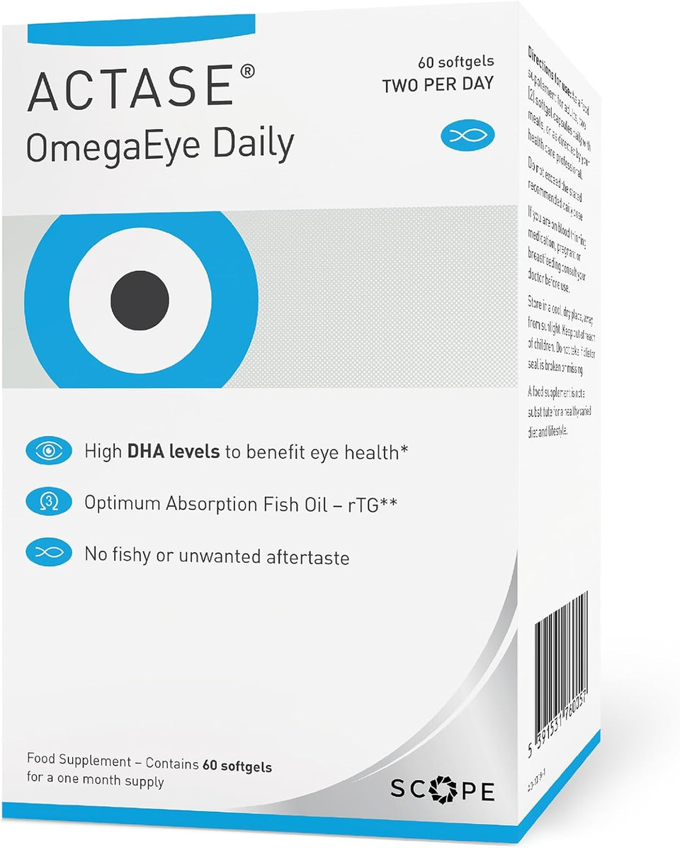 Actase OmegaEye Daily (Formerly Optase Omega Vision) - High DHA Omega-3 Eye Care Supplement to Help Maintain Healthy Vision - 60 Softgels