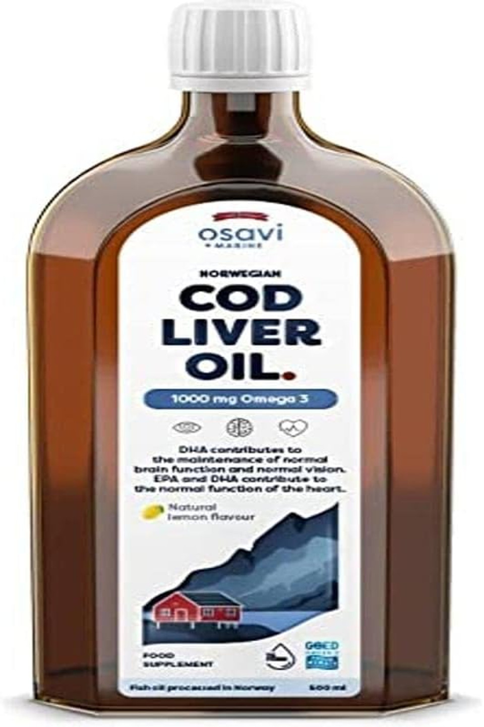 Osavi Norwegian Cod Liver Oil 1000 mg Omega 3  250 ml | Unflavoured | DHA & EPA for Brain, Heart & Vision Health | Supports Immune Function | Sourced from Wild Atlantic Cod with Sustainable Practices