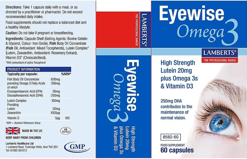 Lamberts Eyewise Omega 3 60 Capsules - Eye Health Support Formula