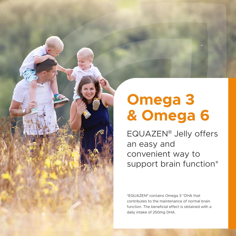 EQUAZEN Jelly | Omega 3 & 6 Fish Oil Supplement | Supports Brain Function | Blend of DHA, EPA and GLA | Suitable for Children from Years to Adults | 30 Jellies, Fruity Flavour