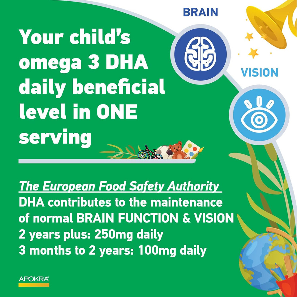Omega 3 Vegan DHA Drops for Kids - Bundle - 50mL - No Fishy Taste - Preservative Free and Sugar Free. Sustainable Algal Alternative to Fish Oil | APOKRA Kids (3)