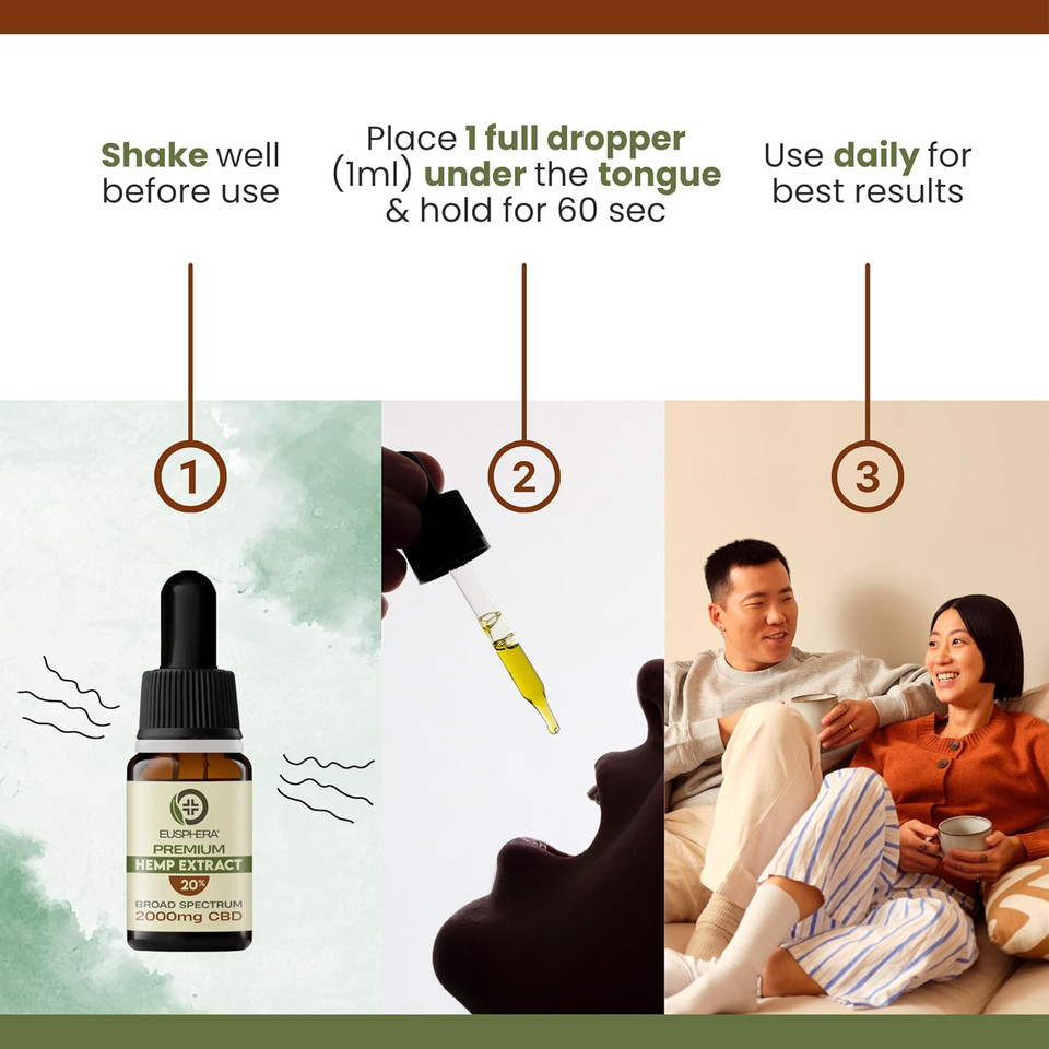 EUSPHERA - Hemp Oil Extract - The Natural Solution for Health and Wellness - Secure and Certified All Natural Ingredients 100% Vegan No THC Made in Italy - 20%