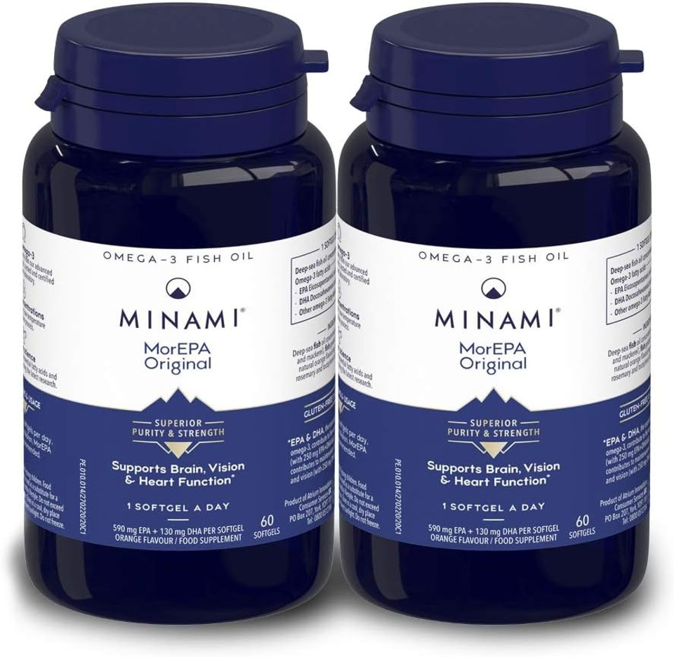 Omega 3 Fish Oil Supplement - Minami - MorEPA Original with high concentration of EPA, DHA - Supports Normal Brain, Vision and Heart function - 120 Softgels