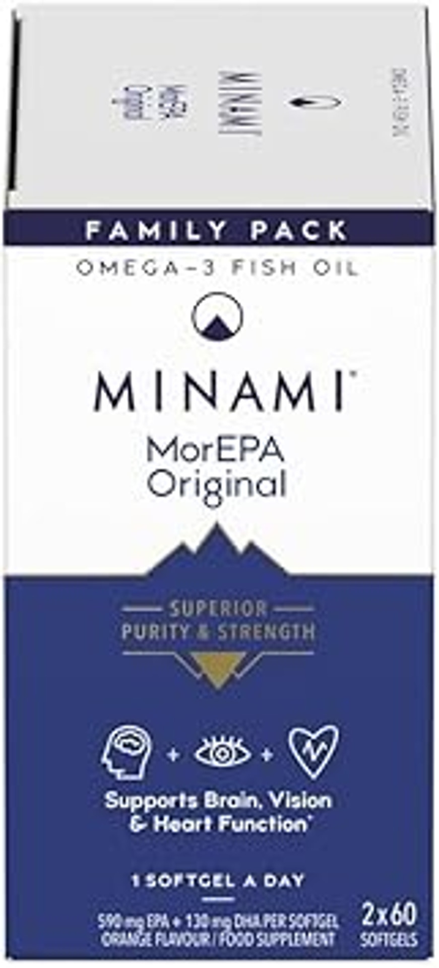 Omega 3 Fish Oil Supplement - Minami - MorEPA Original with high concentration of EPA, DHA - Supports Normal Brain, Vision and Heart function - 120 Softgels