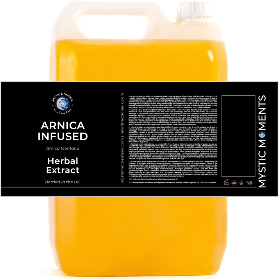 Mystic Moments | Arnica Infused Herbal Oil | Helianthus Annuus Seed Oil & Arnica Montana | Natural Anti-Inflammatory for Skin, Muscles & Joints | Infused with Sunflower Oil | 250ml
