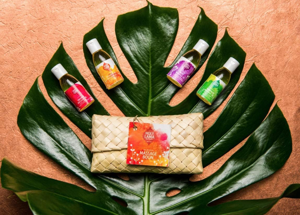 Holy Lama Naturals Ayurvedic Massage Oil Gift Set, Travel Size Vegan Beauty Product 4 x 30ml Bottles