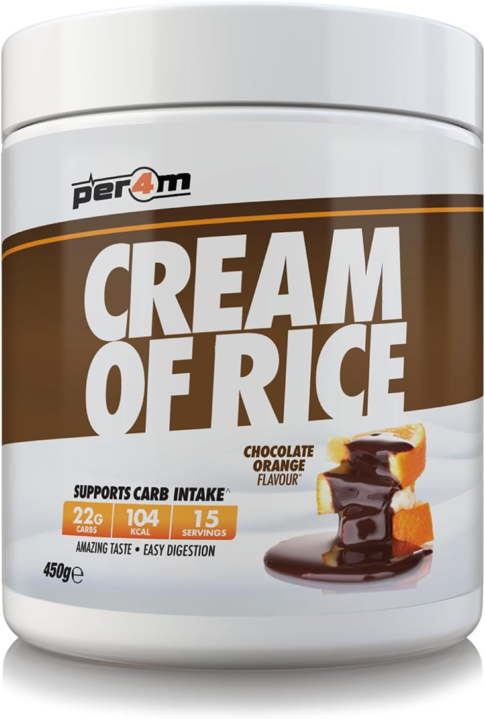 Per4m Cream Of Rice | 15 Servings | High Carbohydrate Cream Of Rice | Breakfast Replacement | Low Sugar Gym Supplements 450g NEW IMPROVED FORMULA (Chocolate Orange, 450g)