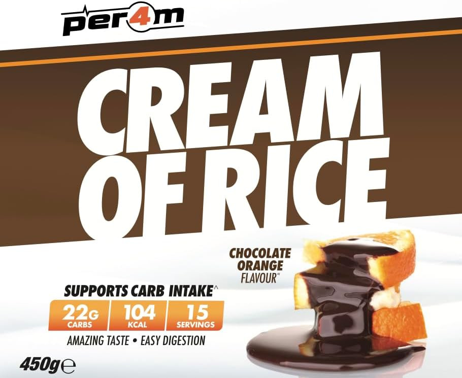 Per4m Cream Of Rice | 15 Servings | High Carbohydrate Cream Of Rice | Breakfast Replacement | Low Sugar Gym Supplements 450g NEW IMPROVED FORMULA (Chocolate Orange, 450g)