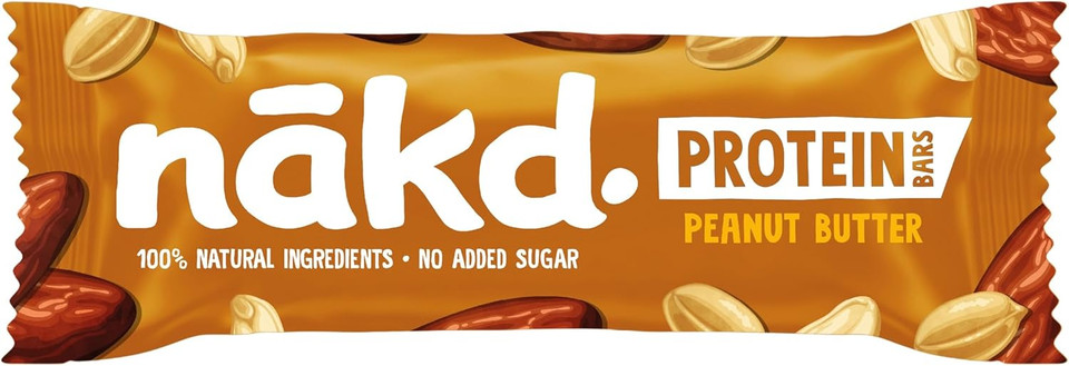 Nakd Peanut Butter Protein Bar - Vegan - Gluten Free - Healthy Snack, 45g (Pack of 16 bars)