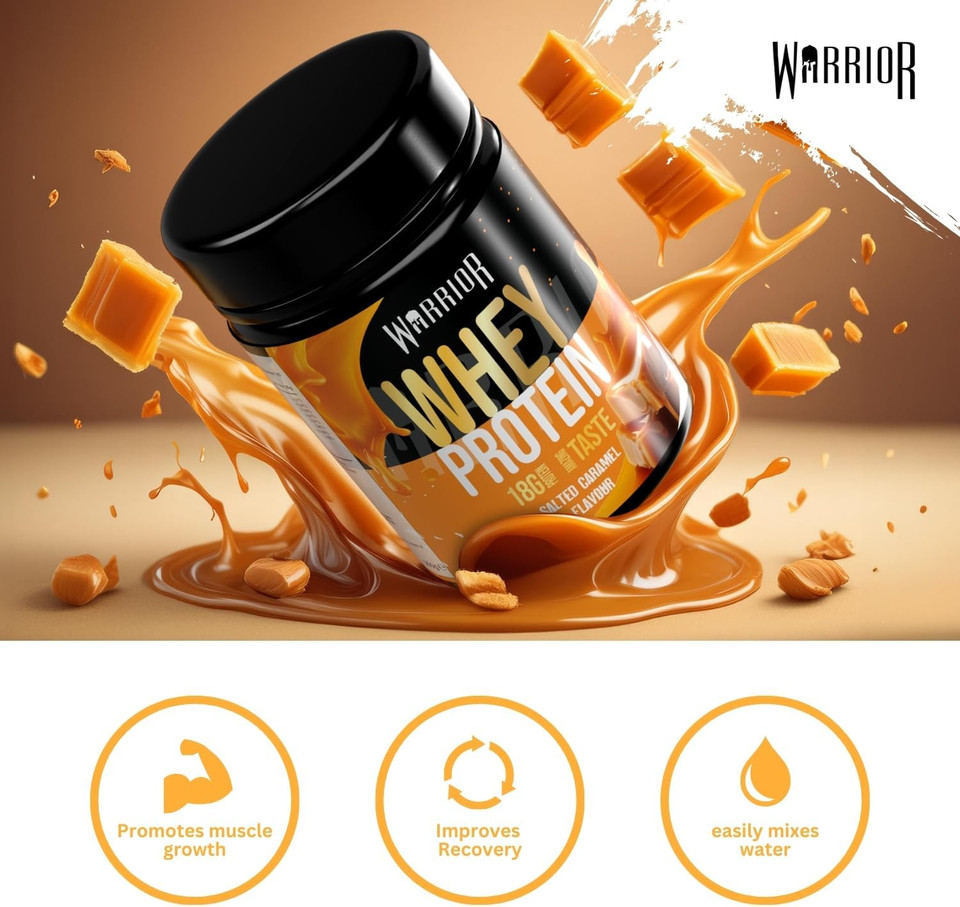 Warrior Whey Protein Powder 500g - Up to 36g* Protein per Shake  Low Sugar - Muscle Growth and Recovery Drink - Amazing Taste - 20 Servings - GMP Certified (White Chocolate)