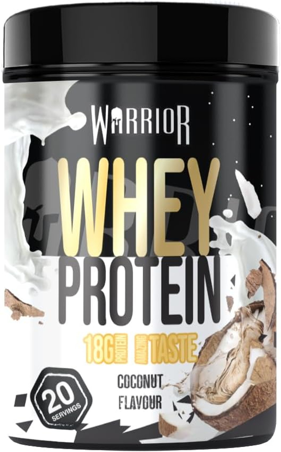 Warrior Whey Protein Powder 500g - Up to 36g* Protein per Shake  Low Sugar - Muscle Growth and Recovery Drink - Amazing Taste - 20 Servings - GMP Certified (Vanilla Milkshake)