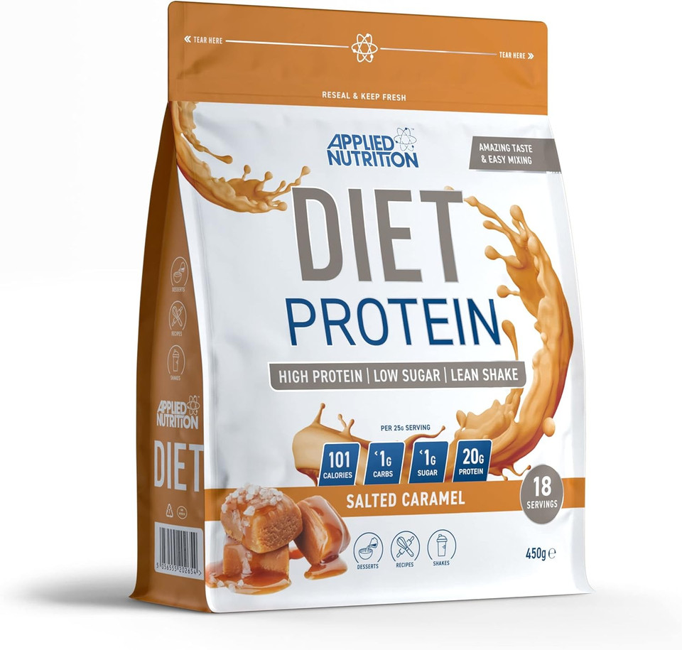 Applied Nutrition Diet Whey - High Protein Powder Supplement, Low Carb & Sugar, for Weight Management with CLA, L Carnitine, Green Tea (450g - 18 Servings) (Salted Caramel)