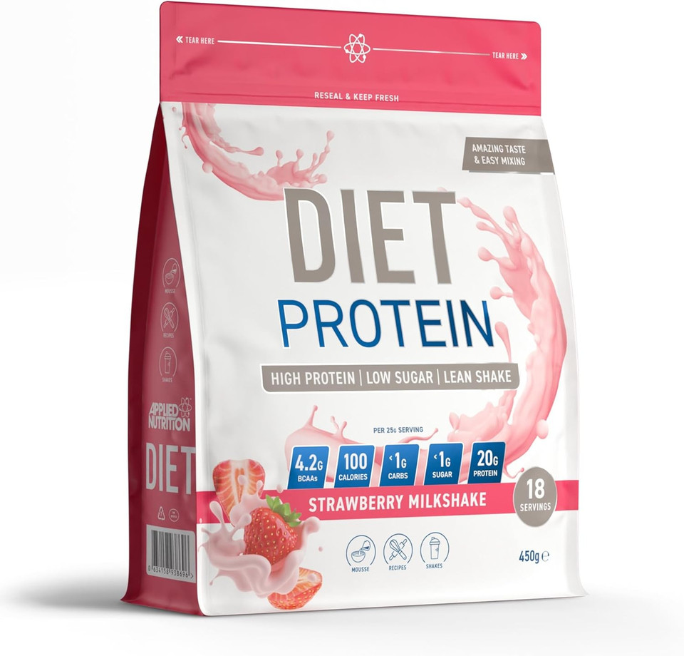 Applied Nutrition Diet Whey - High Protein Powder Supplement, Low Carb & Sugar, for Weight Management with CLA, L Carnitine, Green Tea (450g - 18 Servings) (Strawberry Milkshake)