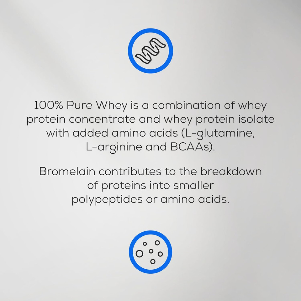 BioTechUSA 100% Pure Whey | Protein Powder with BCAA and Glutamine | Gluten-Free, Palm Oil Free | 21g Protein per Serving, 454 g, Banana