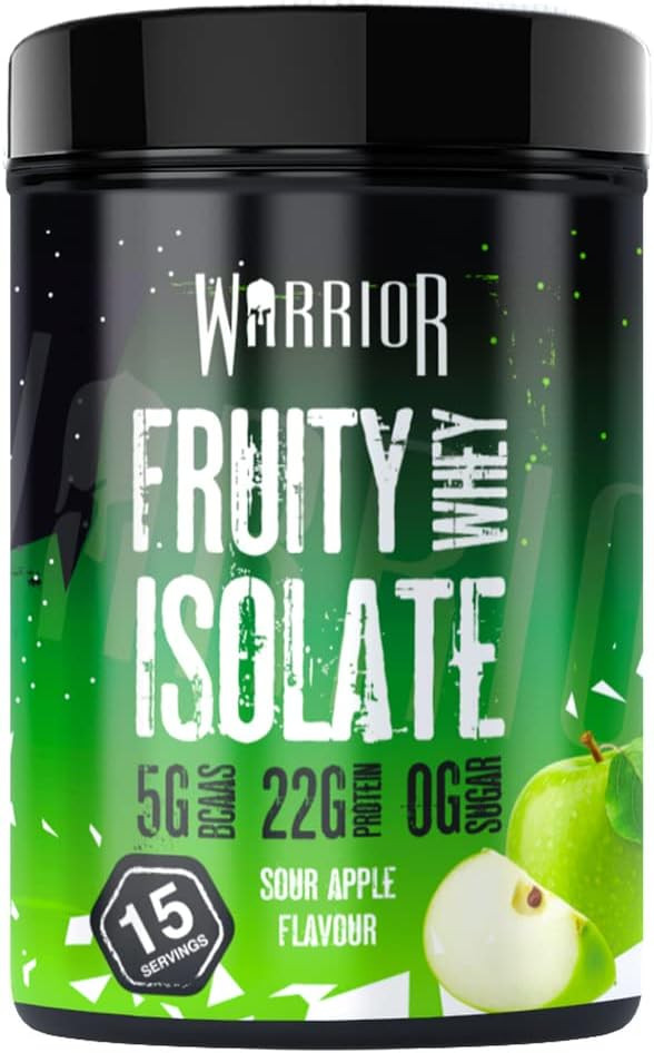 Warrior Fruity Clear Whey Isolate  Rapid Digesting Protein Powder  Refreshingly Fruit Flavoured Shakes  Easy to Drink & Consume Post Workout, Low Sugar, 15 Servings (Sour Apple, 375g)