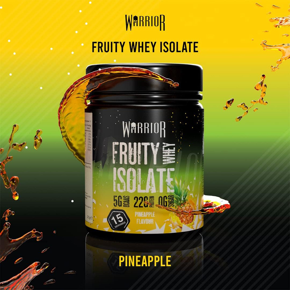 Warrior Fruity Clear Whey Isolate  Rapid Digesting Protein Powder  Refreshingly Fruit Flavoured Shakes  Easy to Drink & Consume Post Workout, Low Sugar, 15 Servings (Pineapple, 375g)