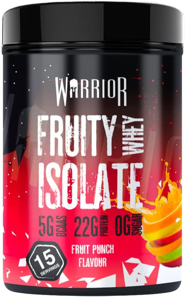 Warrior Fruity Clear Whey Isolate  Rapid Digesting Protein Powder  Refreshingly Fruit Flavoured Shakes  Easy to Drink & Consume Post Workout, Low Sugar, 15 Servings (Fruit Punch, 375g)