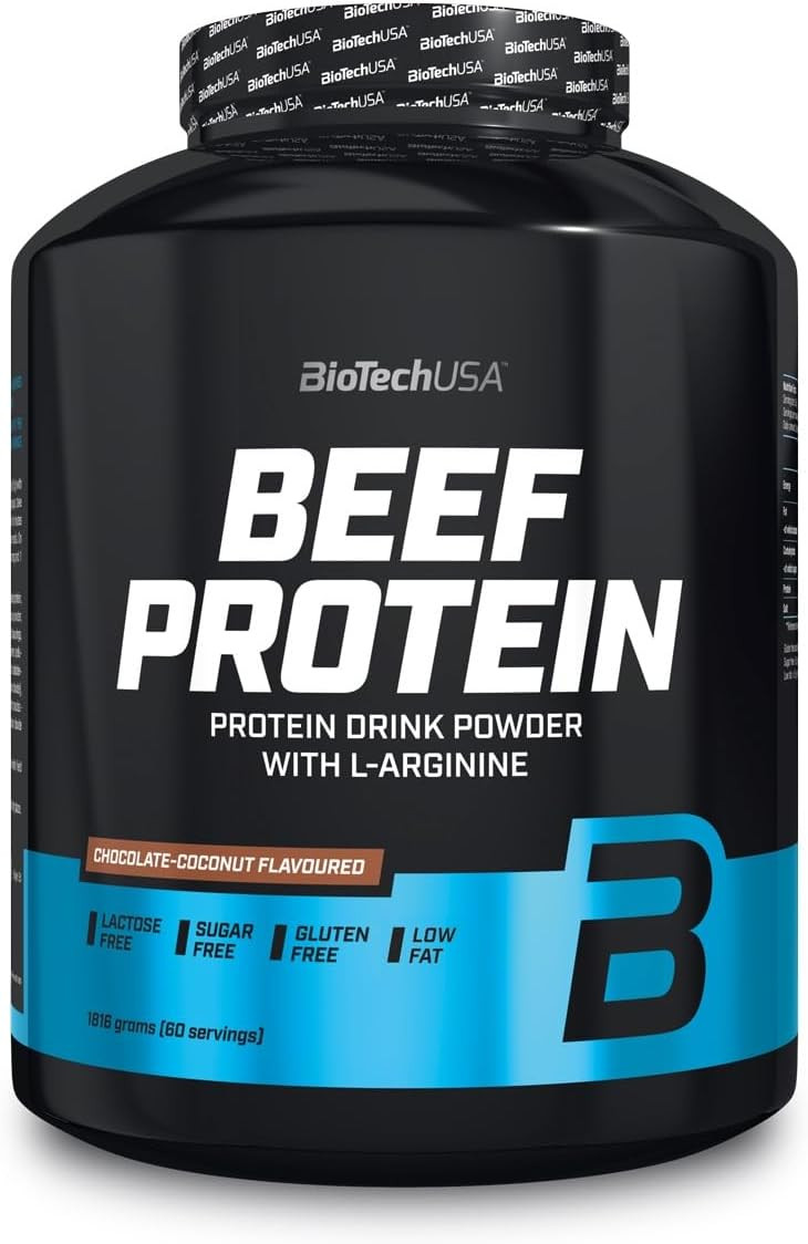 BioTechUSA Beef Protein, 87% Hydrolysed Protein Peptide Formula, Lactose & Gluten-Free, Low-Fat, Sugar-Free, Paleo Diet-Friendly, 500g, Vanilla-Cinnamon