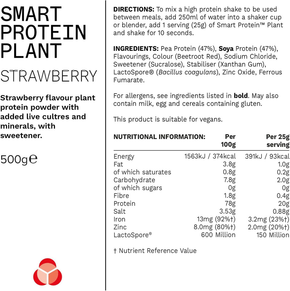 Phd Smart Plant, High Protein Vegan Shake, Ideal for Shakes, Baking and Deserts, Eton Mess Flavour, 20 Servings per 500 g Bag