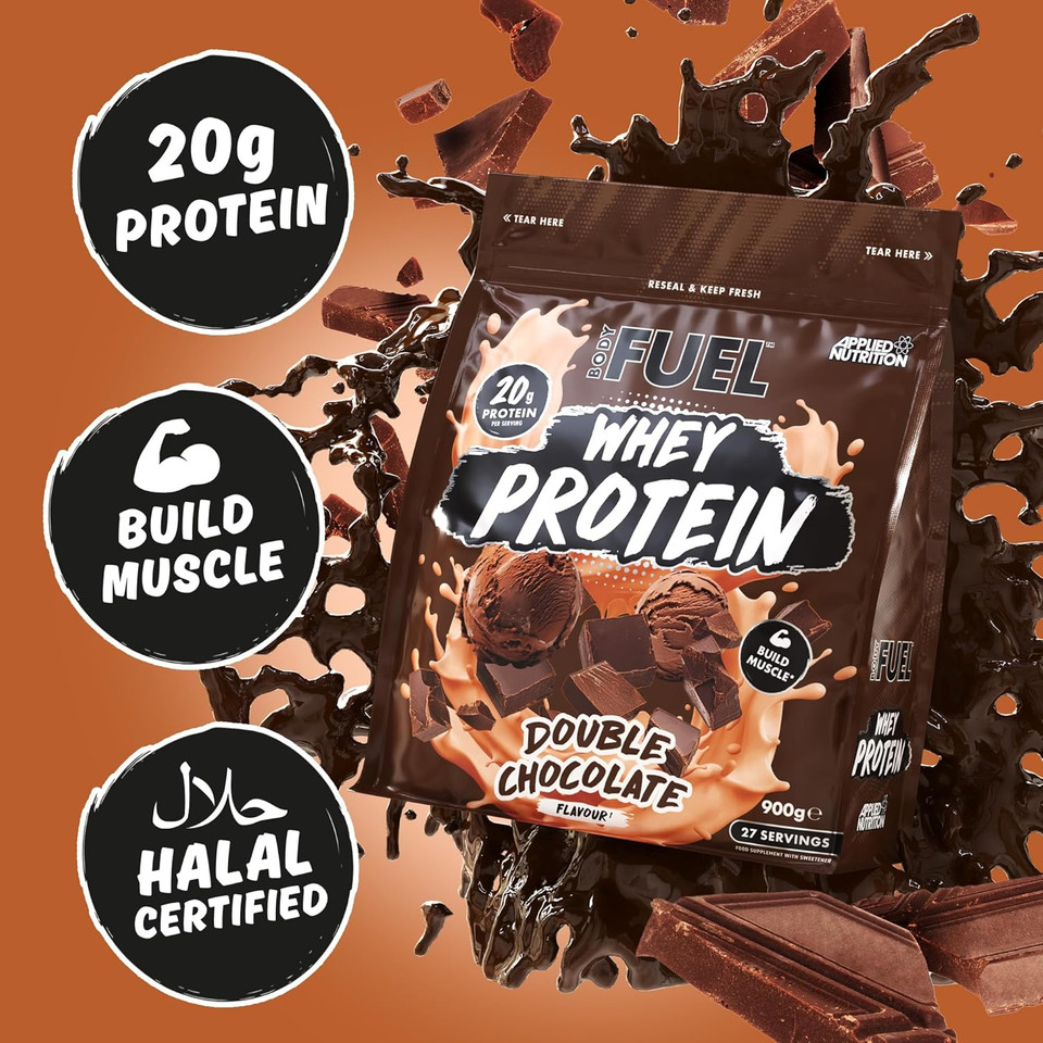Bodyfuel Whey Protein Powder - 20g Protein for Muscle Recovery & Weight Management - Low-Calorie, Keto-Friendly - (900g - 27 Servings) (Double Chocolate) Bodyfuel Whey Protein Powder - 20g Protein for Muscle Recovery & Weight Management - Low-Calorie, Keto-Friendly - (900g - 27 Servings) (Double Chocolate)