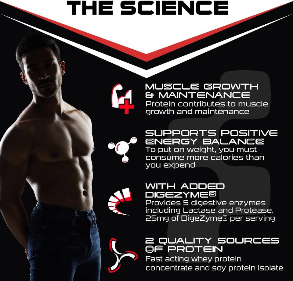 SCI-MX Total Mass - Advanced Muscle Mass Gainer Protein Powder - Muscle Growth & Weight Gain in Vanilla  32g Protein + 480 Calories per Serving  Non-GMO  2kg