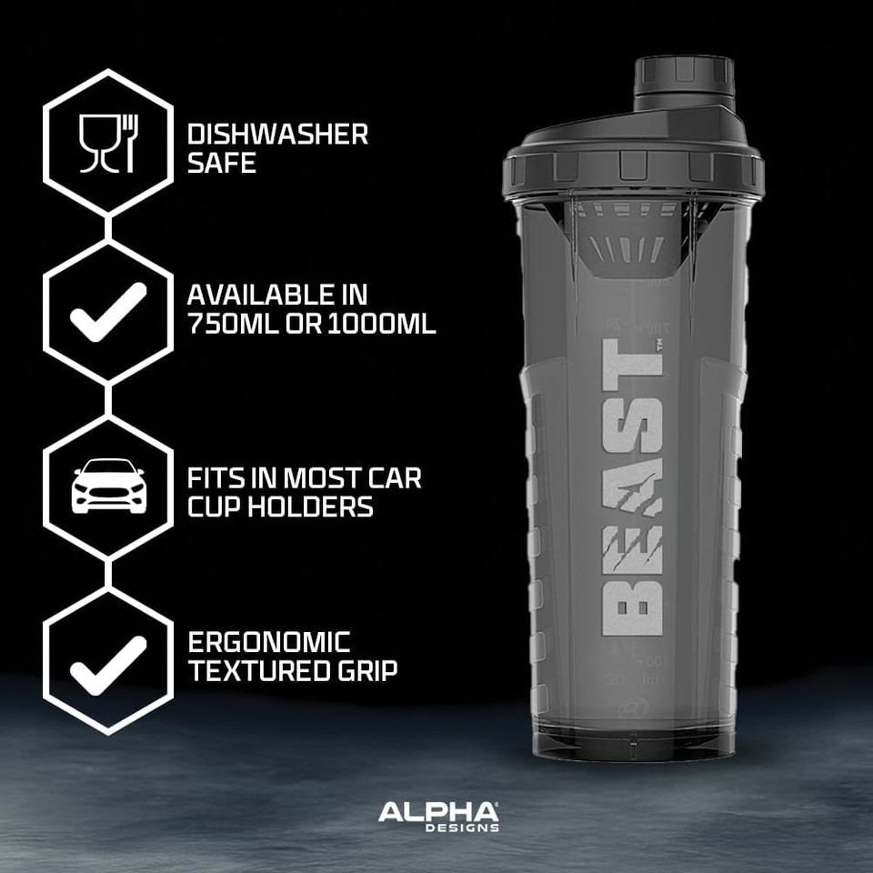 Beast | Protein Shaker Bottle + EAA Amino Acid Powder Samples | 5 Sachets + 1000ml Shaker Gym Gift Set