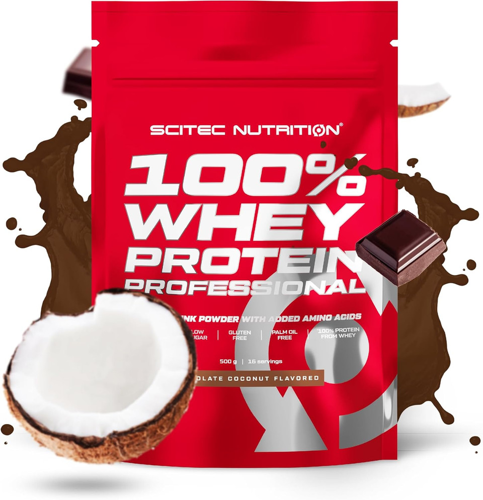 Scitec Nutrition 100% Whey Protein Professional  Enhanced with Extra Amino Acids & Digestive Enzymes  Gluten-Free  Palm Oil Free, 500 g, Chocolate-Coconut