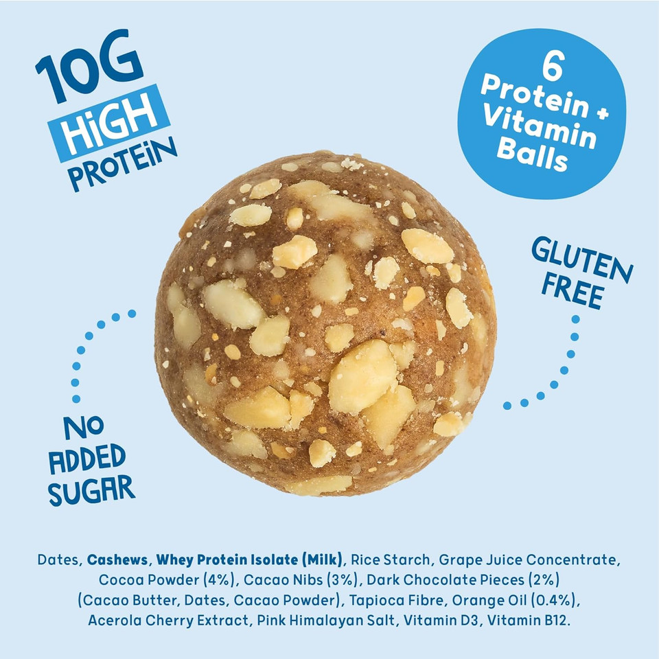 Protein Balls Cacao and Orange by The Protein Ball Co - 100% Natural, Vitamin Enriched, Protein Snacks - 10 x 45gm Bags - High Fibre, Gluten Free, No Added Sugar Protein Balls Cacao and Orange by The Protein Ball Co - 100% Natural, Vitamin Enriched, Protein Snacks - 10 x 45gm Bags - High Fibre, Gluten Free, No Added Sugar