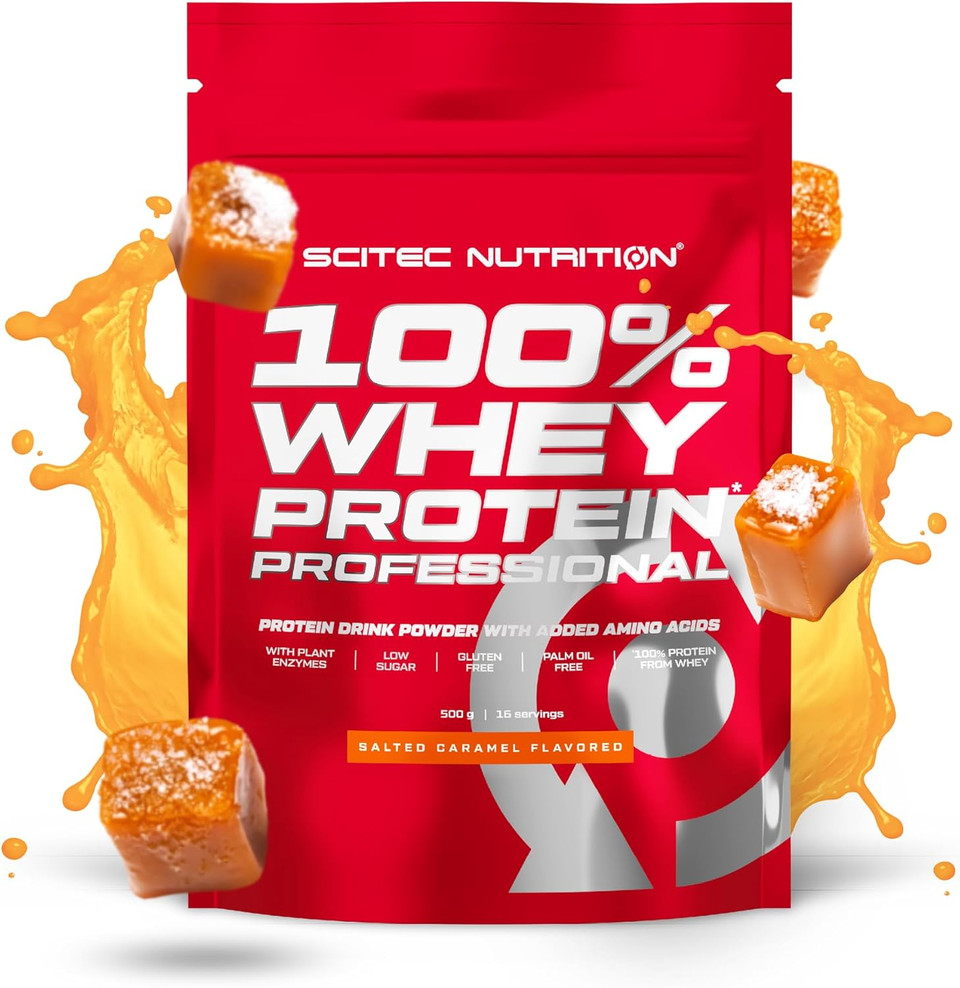Scitec Nutrition 100% Whey Protein Professional  Enhanced with Extra Amino Acids & Digestive Enzymes  Gluten-Free  Palm Oil Free, 500 g, Salted Caramel
