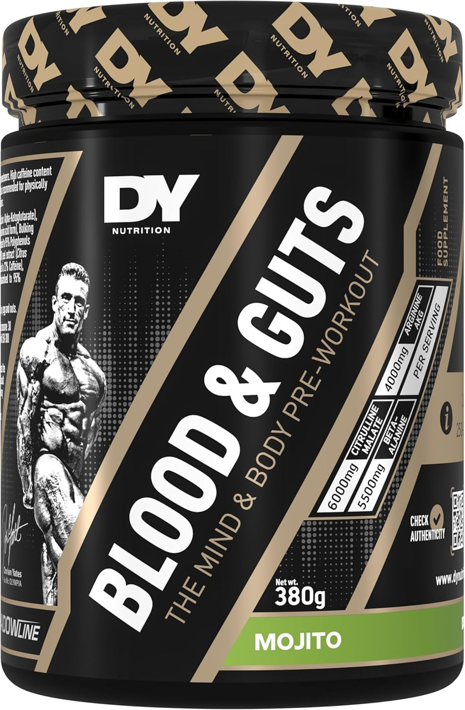 DY Nutrition - Blood and Guts Pre Workout Powder, 380g (Mojito) - High Strength Preworkout with 350mg Caffeine, Citrulline Malate, Beta Alanine, Arginine AKG, L-Tyrosine, Vitamin B3 for Men & Women DY Nutrition - Blood and Guts Pre Workout Powder, 380g (Mojito) - High Strength Preworkout with 350mg Caffeine, Citrulline Malate, Beta Alanine, Arginine AKG, L-Tyrosine, Vitamin B3 for Men & Women