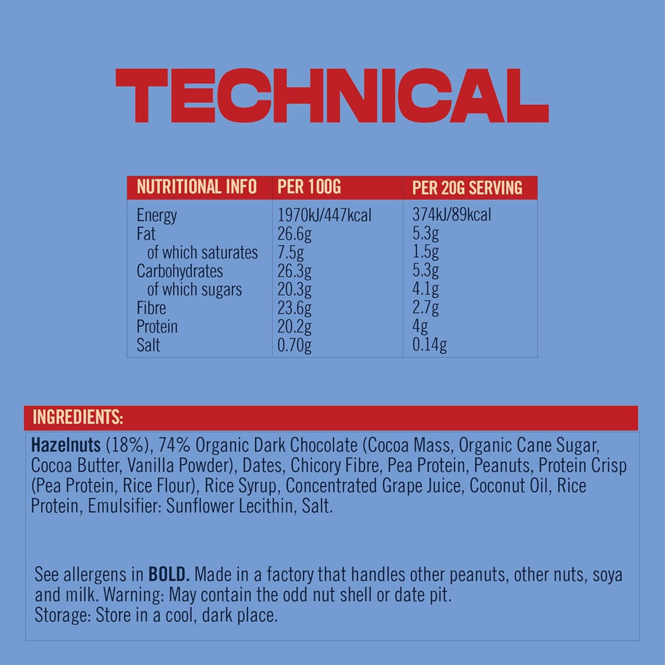 Vive Dark Chocolate Coated Hazelnut Flavour Protein Bites - Vegan - High Fibre Protein Mini Bars - Pack of 21