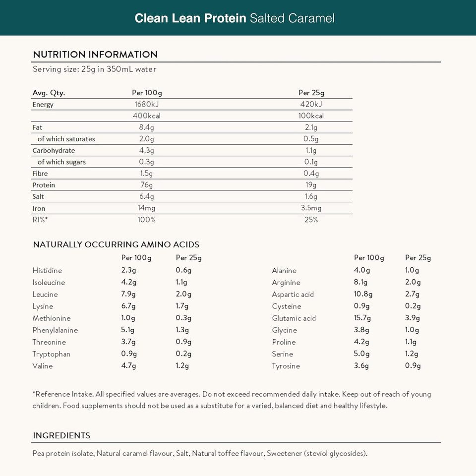 Vegan Protein Powders by Nuzest - Clean Lean Protein  Salted Caramel - Plant Based Pea Protein Shake - Low Calorie & Low Carb - Gluten Free - Dairy Free - 250g (10 Servings)