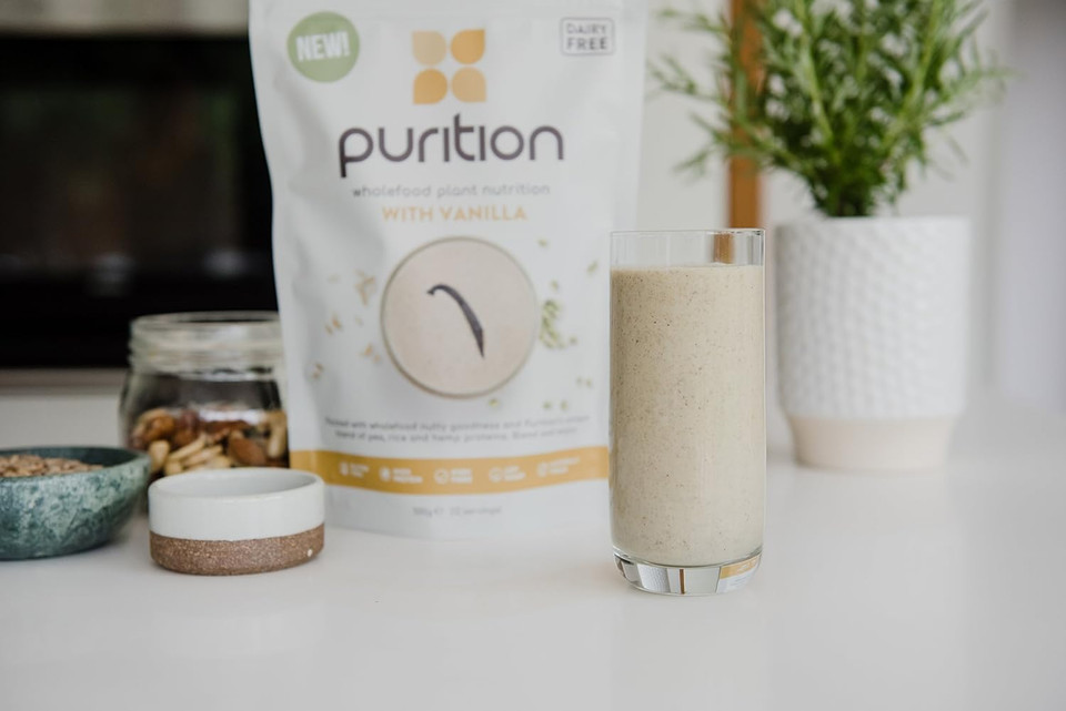 Purition Vegan Vanilla Dairy Free Natural Protein Powder for Keto Diet Shakes and Meal Replacements Shakes, 1 Bag (12 Serving)