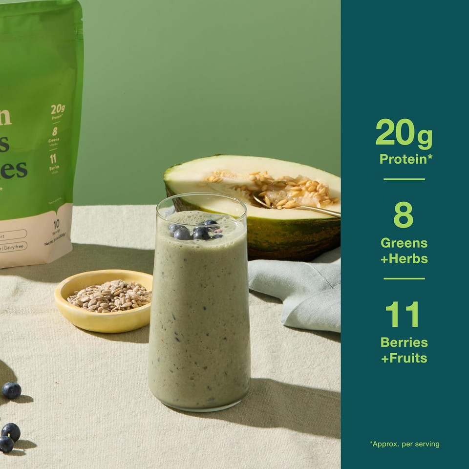 Nuzest - Protein Greens + Berries  Superfood Powder  Plant Protein Blend - Vanilla Caramel, 300g (10 Servings)