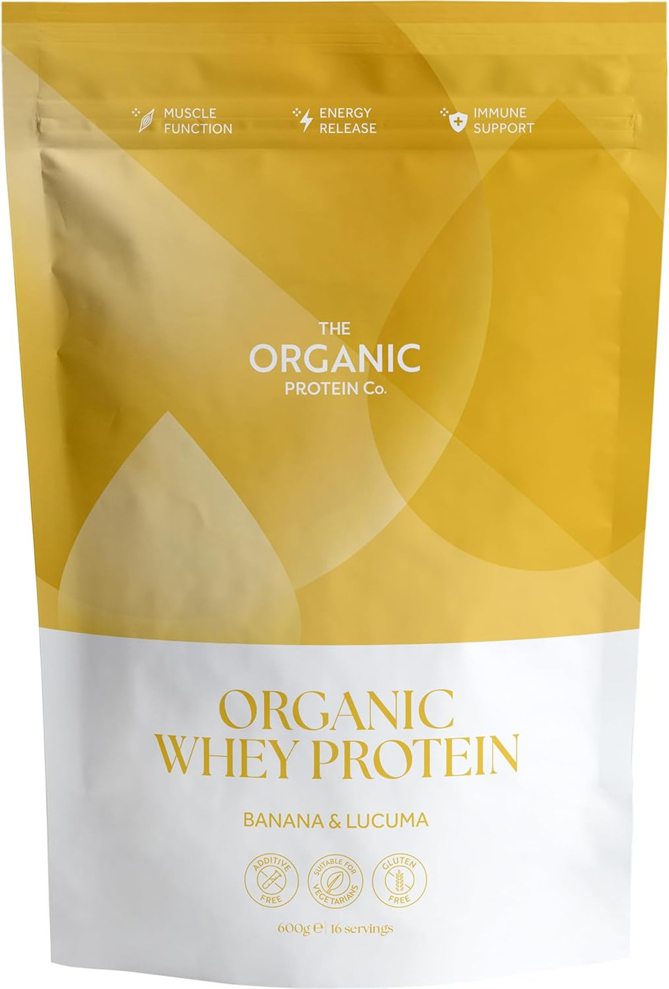 The Organic Protein Co.  Banana & Lucuma Organic Whey Protein Powder | Additive Free, Undenatured, Bioactive, UPF Free, Emulsifier Free, Primarily Grass Fed, Vegetarian, Gluten Free  600g