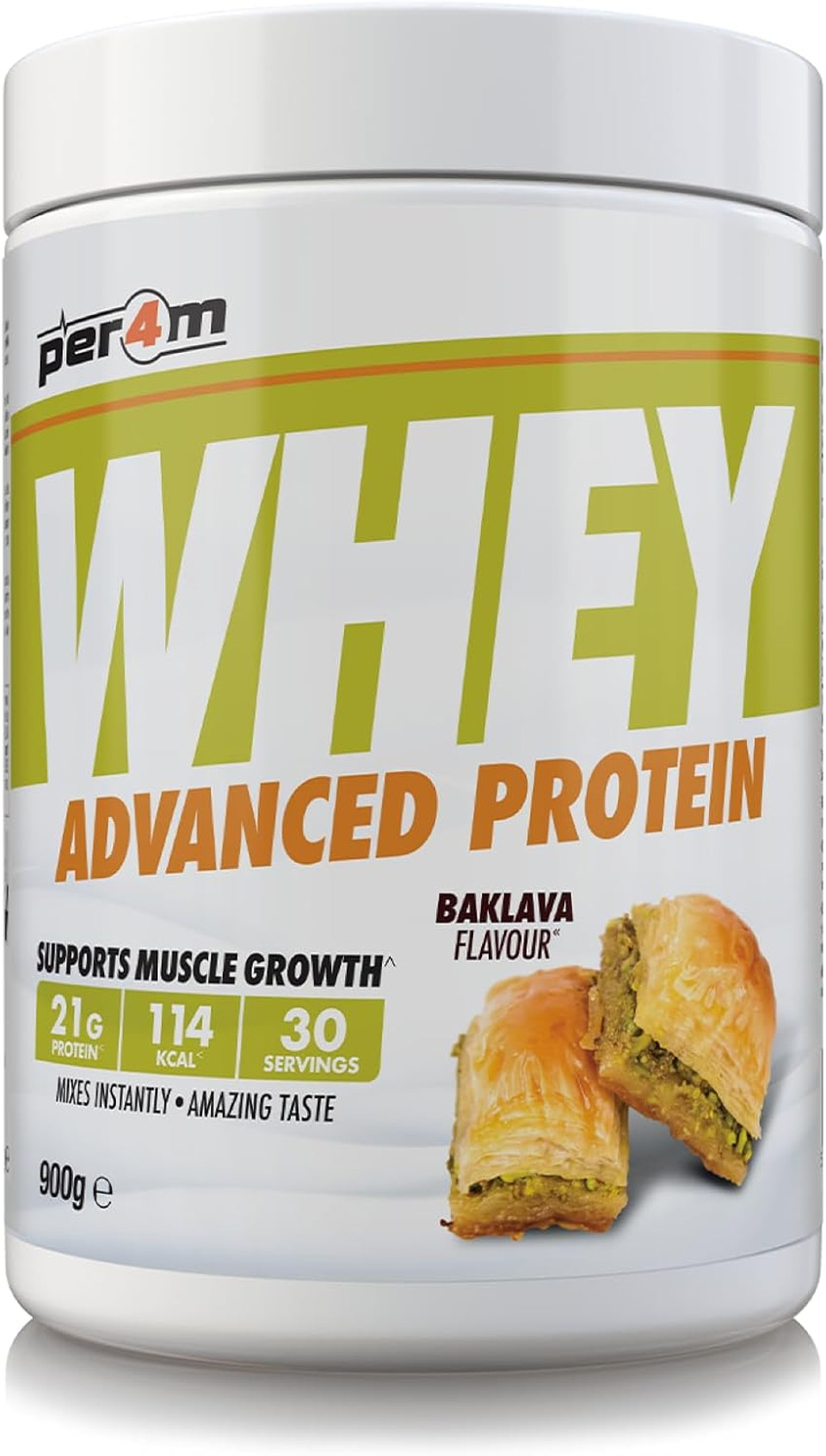 Per4m Protein Whey Powder | 30 Servings of High Protein Shake with Amino Acids | for Optimal Nutrition When Training | Low Sugar Gym Supplements (900g, Baklava) Per4m Protein Whey Powder | 30 Servings of High Protein Shake with Amino Acids | for Optimal Nutrition When Training | Low Sugar Gym Supplements (900g, Baklava)