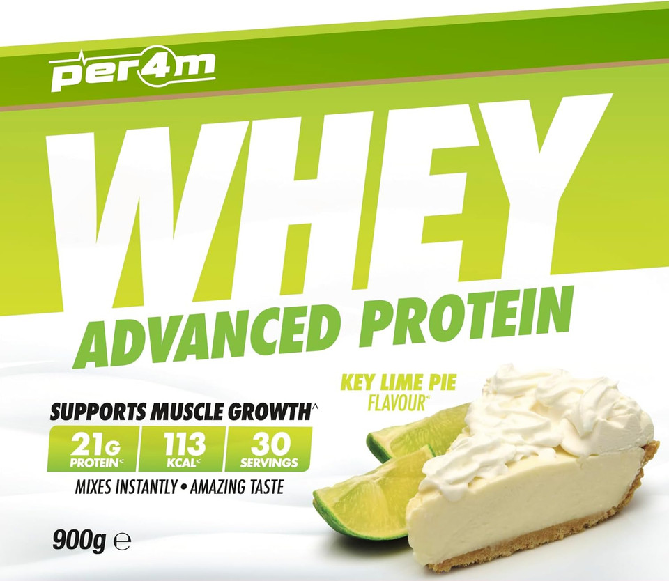 Per4m Protein Whey Powder | 30 Servings of High Protein Shake with Amino Acids | for Optimal Nutrition When Training | Low Sugar Gym Supplements (Key Lime Pie, 900g)