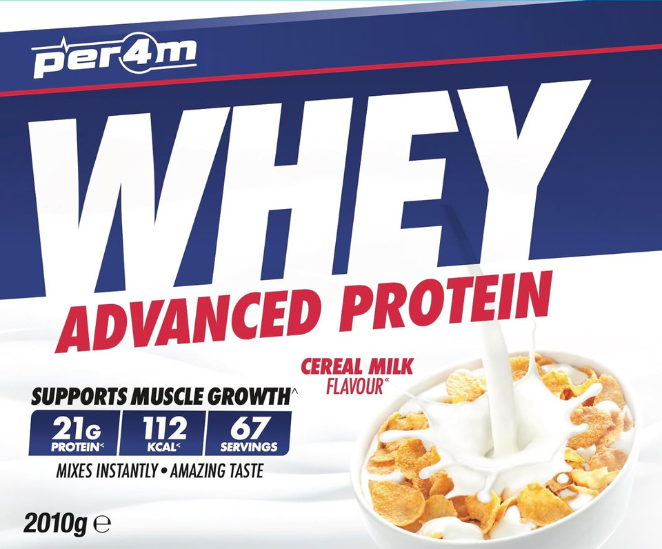 Per4m Protein Whey Powder | 30 Servings of High Protein Shake with Amino Acids | for Optimal Nutrition When Training | Low Sugar Gym Supplements (Cereal Milk, 900g)