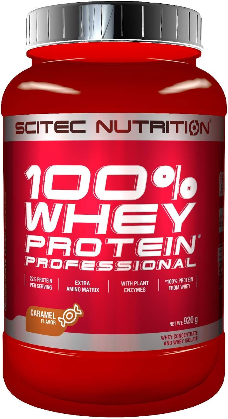 Scitec Nutrition 100% Whey Protein Professional with Extra Key aminos and Digestive enzymes, 920 g, Caramel