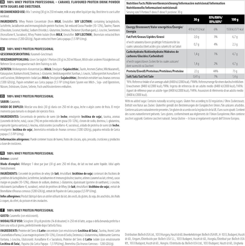 Scitec Nutrition 100% Whey Protein Professional with Extra Key aminos and Digestive enzymes, 920 g, Caramel