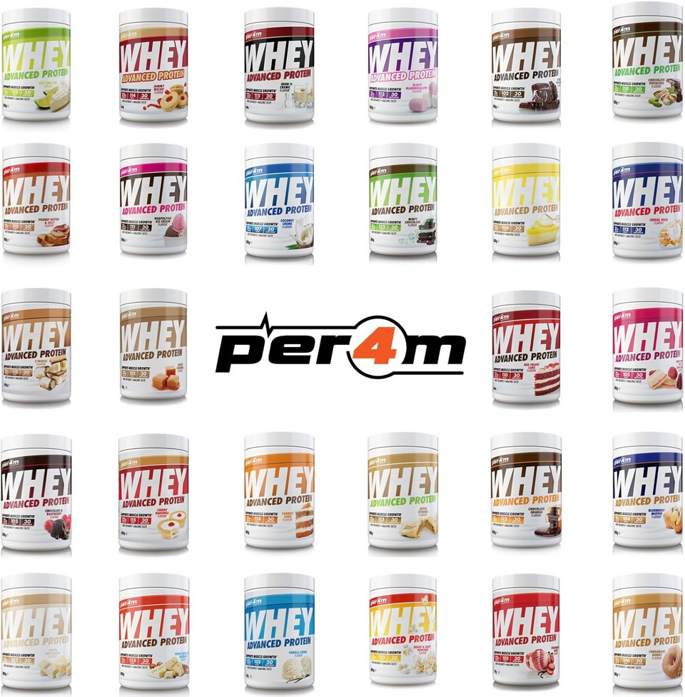 Per4m Protein Whey Powder | 30 Servings of High Protein Shake with Amino Acids | for Optimal Nutrition When Training | Low Sugar Gym Supplements (Carrot Cake, 900g)