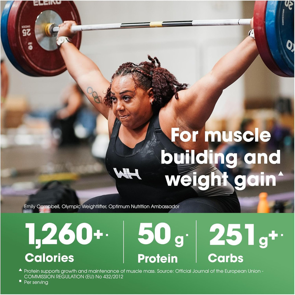 Optimum Nutrition Serious Mass Protein Powder High Calorie Mass Gainer with Vitamins, Creatine and Glutamine, Vanilla, 8 Servings, 2.73 kg, Packaging May Vary