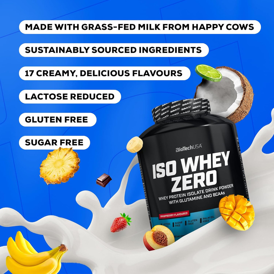 BioTechUSA Iso Whey Zero | Premium Whey Protein Isolate | Grass-Fed | Enzyme-Free | Sugar- and Gluten-Free, 908 g, Chocolate
