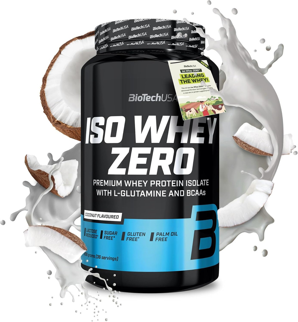 BioTechUSA Iso Whey Zero | Premium Whey Protein Isolate | Grass-Fed | Enzyme-Free | Sugar- and Gluten-Free, 908 g, Coconut